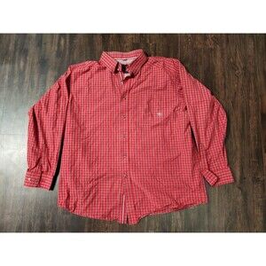 Ariat Pro Series Shirt Button Up XL Red Plaid Long Sleeve Logo Fitted Mens
